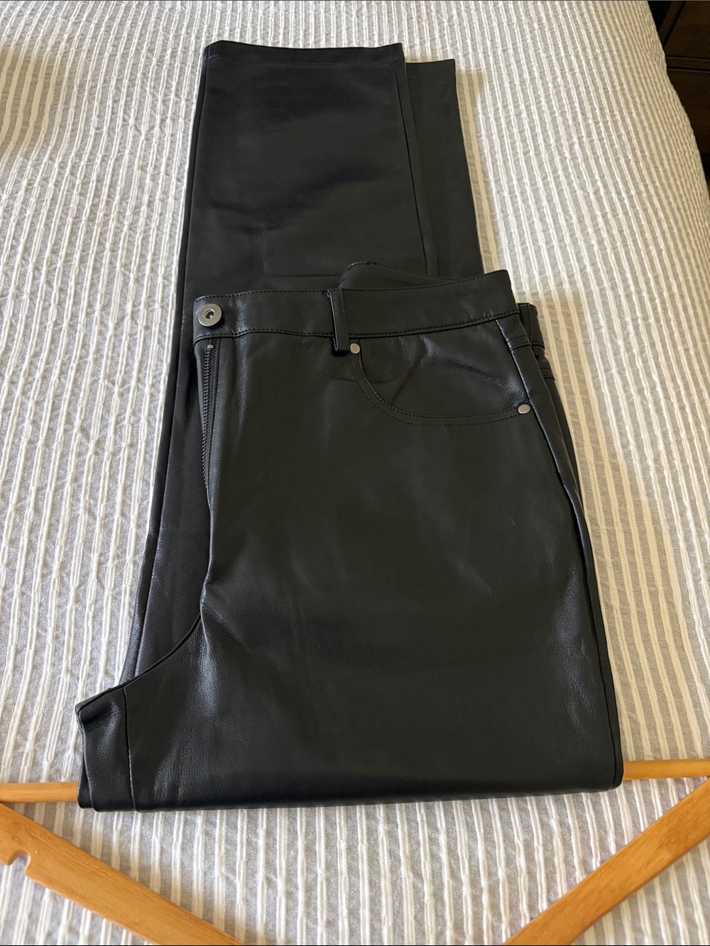 Men's Black Faux Leather Jeans size S